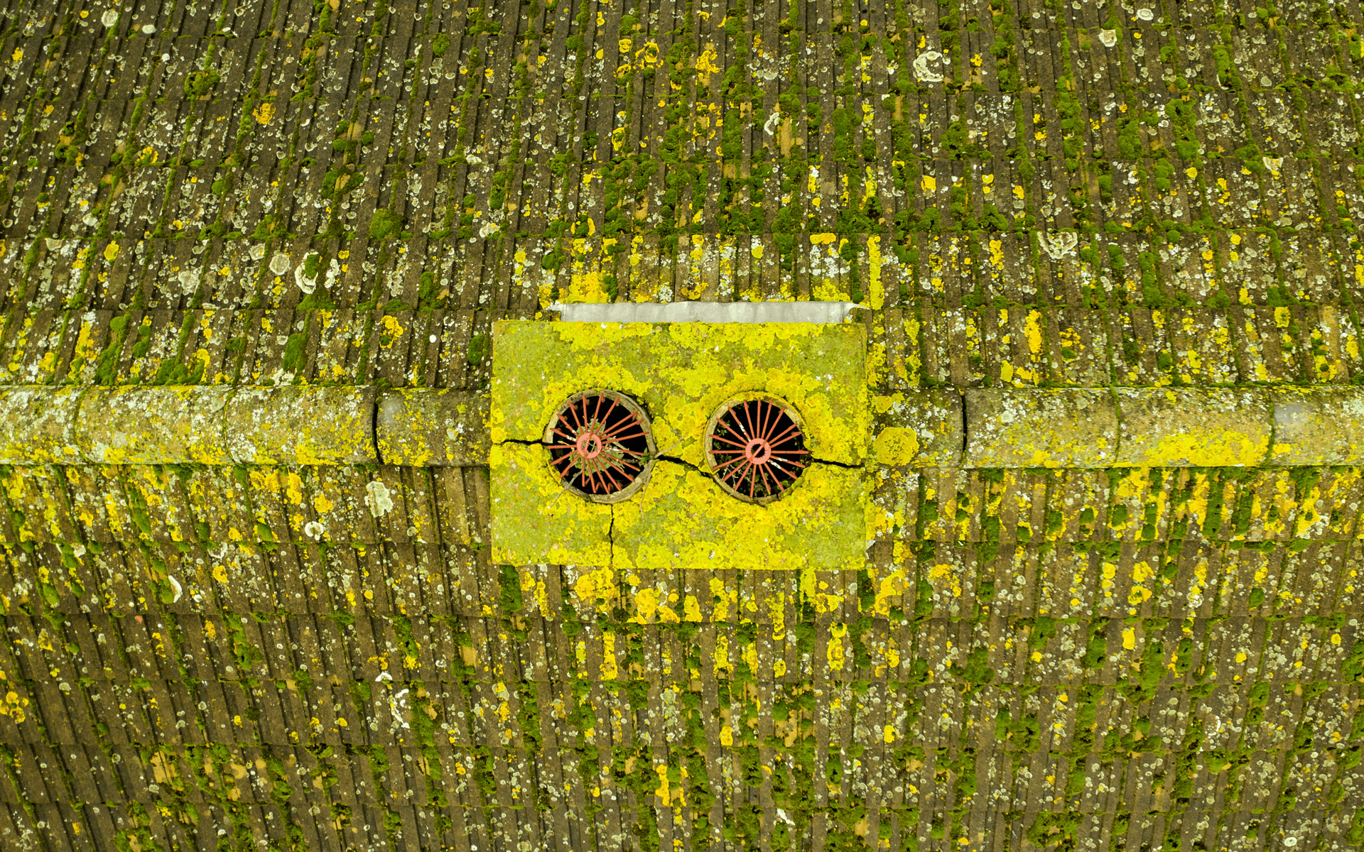 "Mavic 2 Pro" aerial drone photo of a chimney from conducting an aerial roof survey in Newent, Wales