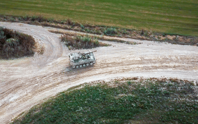 "Mavic 2 Pro" aerial drone photo of a tank driving on a sand track at "Juniper Leisure, Tank Driving" in Winchester