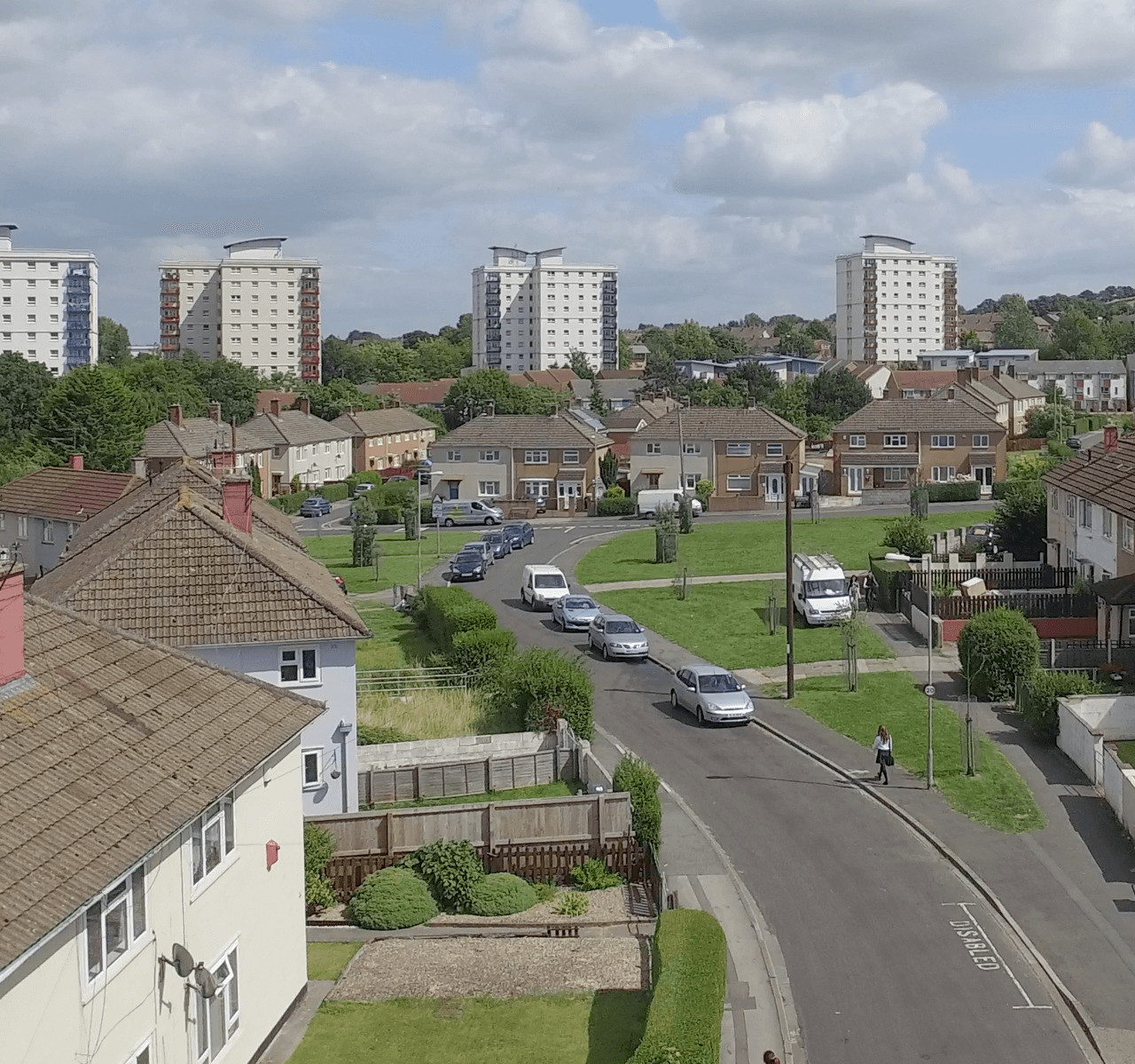 "DJI Inspire 1" aerial drone scene from the BBC drama series "Three Girls" in Bedminster, Bristol shown on "Netflix"