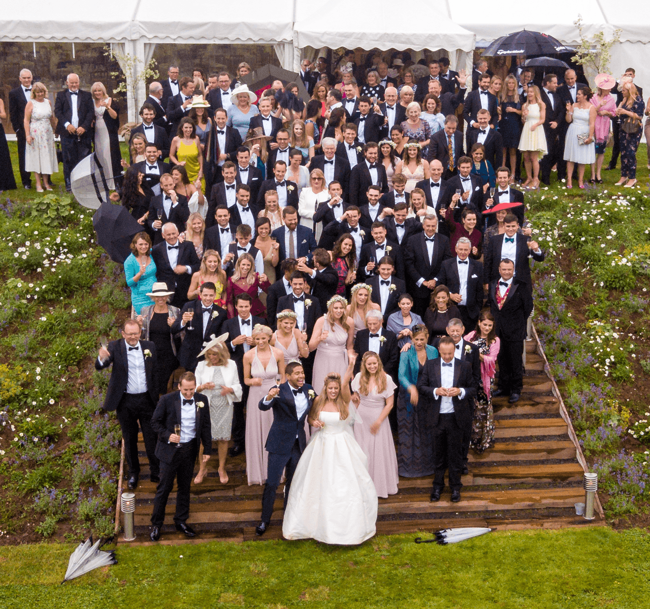 "Mavic Pro" aerial drone photo of a wedding party in Compton Martin, Bristol