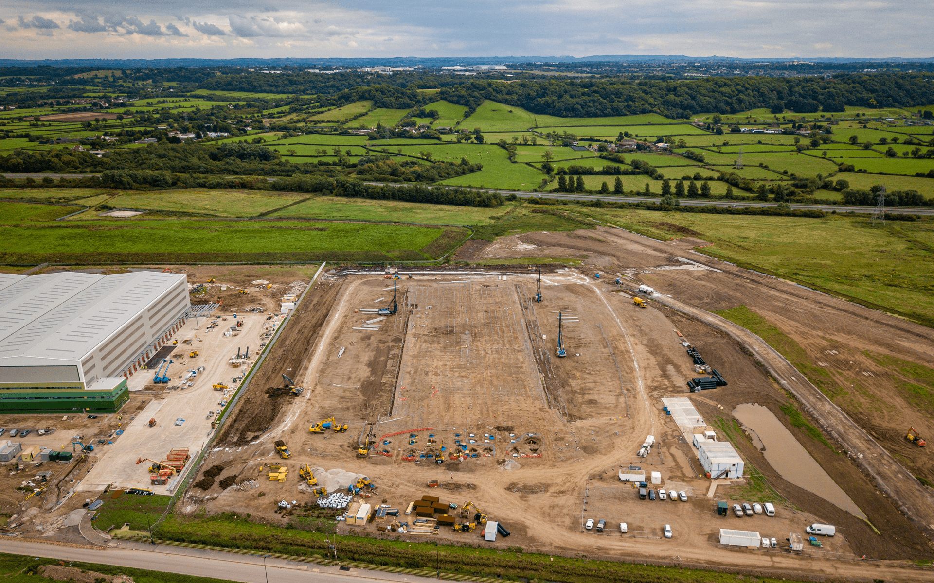 "Mavic 2 Pro" aerial drone photo of the start of a "Goldbeck" contruction site of a DHL warehouse in Avonmouth, Bristol