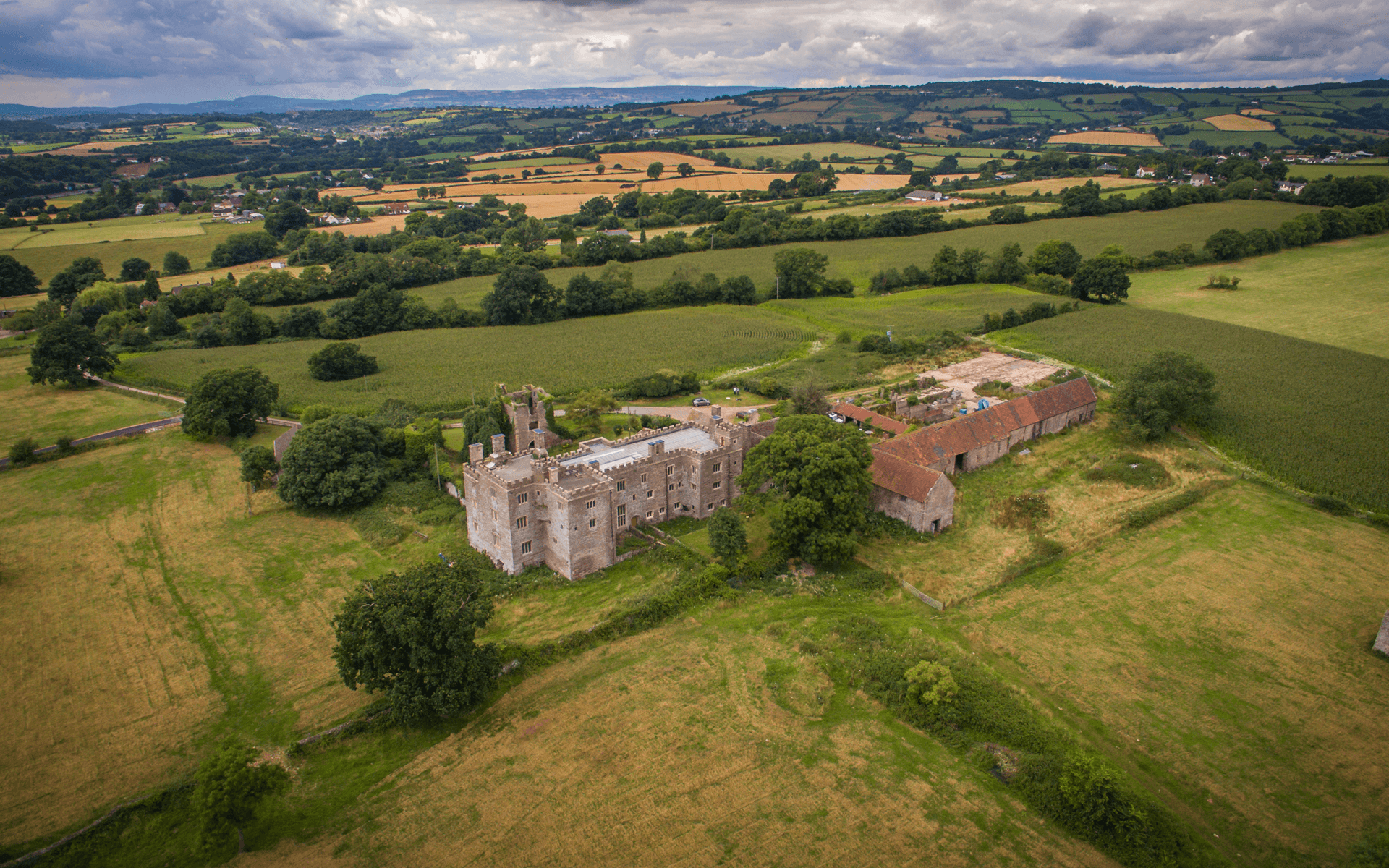 "DJI Inspire 1" aerial drone photo of Pencoed Castle in Wales