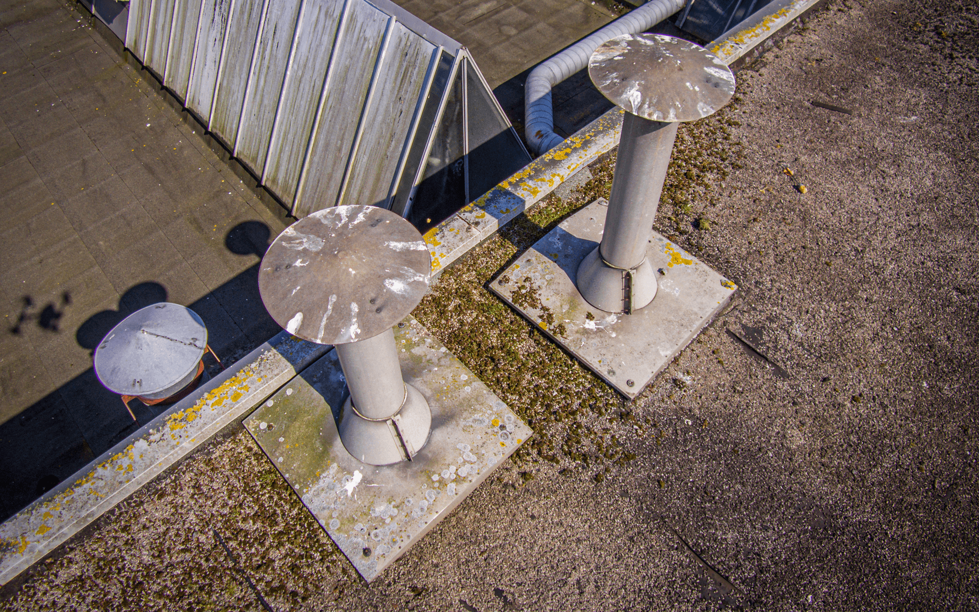 "DJI Inspire 1" aerial drone photo for a roof survey in Midsomer Norton showing chimneys